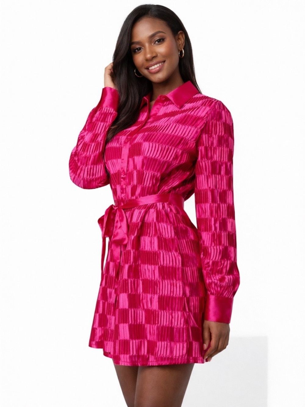 Love Riche Fuchsia Satin Mini Dress